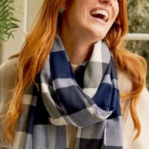 NWT Navy/Charcoal/white plaid “Plush” soft scarf